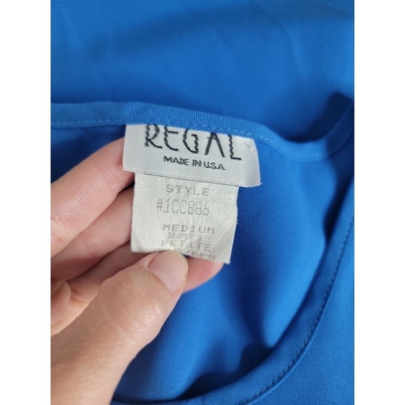 Regal Vintage Top & Pull On Elastic Waist Crop Pants Outfit Set ~ Sz PL ~ Blue - Picture 6 of 7